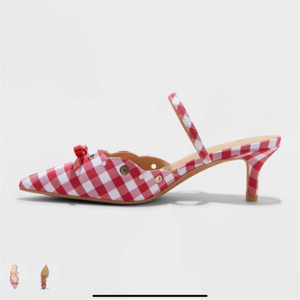 Wild Fable Red Gingham Heels with Bow - Picture 4 of 4